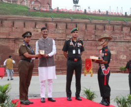 Second Officer and ANO Monica Sharma of Titiksha Public School, Rohini, receives the ANO Award for outstanding leadership and dedication during preparations for IDC 2026