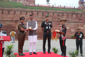 Second Officer and ANO Monica Sharma of Titiksha Public School, Rohini, receives the ANO Award for outstanding leadership and dedication during preparations for IDC 2026