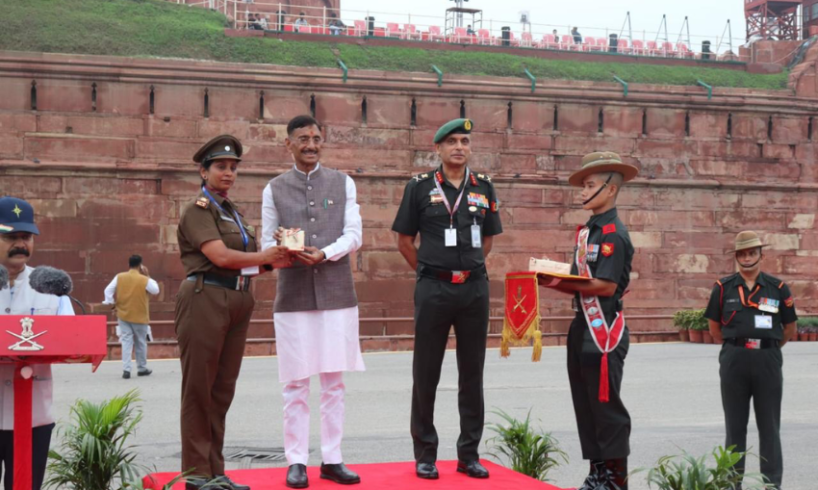 Second Officer and ANO Monica Sharma of Titiksha Public School, Rohini, receives the ANO Award for outstanding leadership and dedication during preparations for IDC 2026